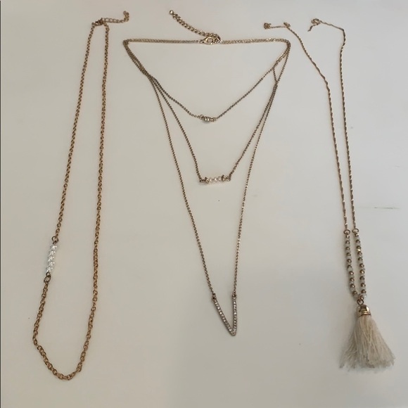 3 long boho necklaces bead pearls crystals tassel - Picture 1 of 6